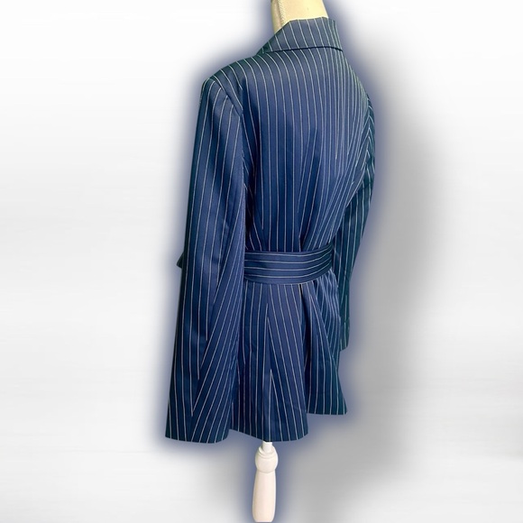 NWT Alexia Admor ‘Olya’ Striped Tie Waist Blazer in “Navy Blue” Pinstripe Sz 14 - Picture 10 of 16